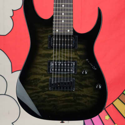 Ibanez GRG7221QA 7 String Electric Guitar Trans Black image 1
