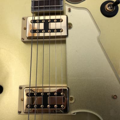 Dot on Shaft Carparelli Hollow Body Archtop Guitar Gold Metallic w/ Hard Case image 10