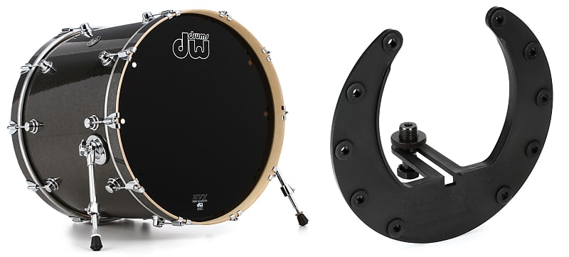 DW Performance Series Bass Drum - 18 x 22 inch - Pewter Sparkle FinishPly  Bundle with Kelly Concepts The Kelly SHU Bass Drum Microphone Shockmount Kit - Composite - Black Finish image 1