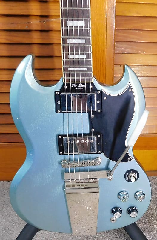 ギター Epiphone Les Paul sg custom Pelham blue Epiphone Limited Edition SG Custom with Maestro Vibrola TV