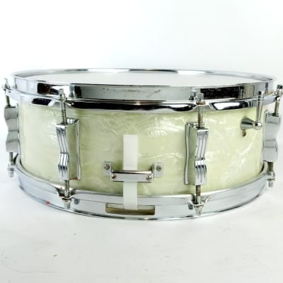 Ludwig 5x14"Jazz Festival Pre-Serial White Marine Pearl Snare Drum 60s WMP Fest image 7