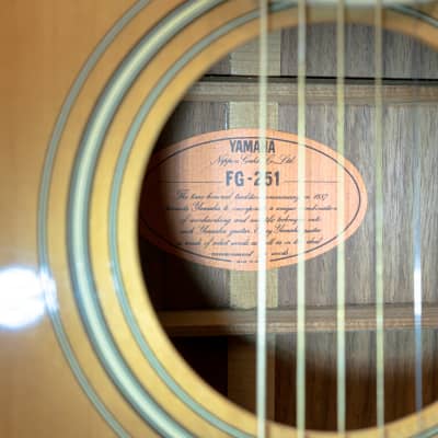 Yamaha FG-251 Dreadnought Acoustic Guitar - Orange Label Made in Japan - Vintage image 4