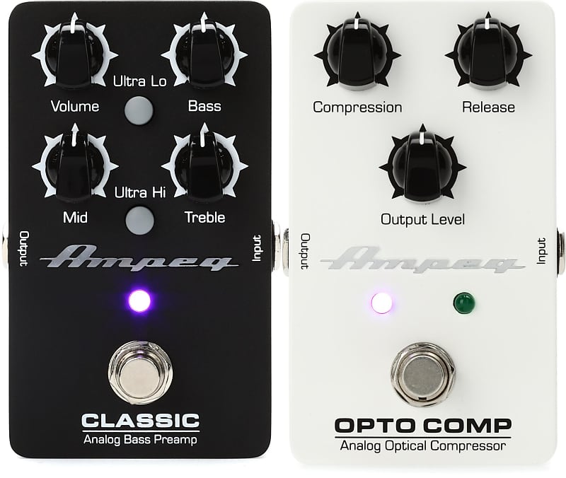 Ampeg Classic Analog Bass Preamp Pedal Bundle with Ampeg Opto Reverb