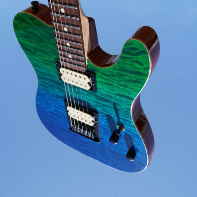 Schecter USA CUSTOM SHOP PT Custom/Hybrid  Prototype Green Fade 6-String Electric Guitar w/ Black Tolex Case (2024) for sale