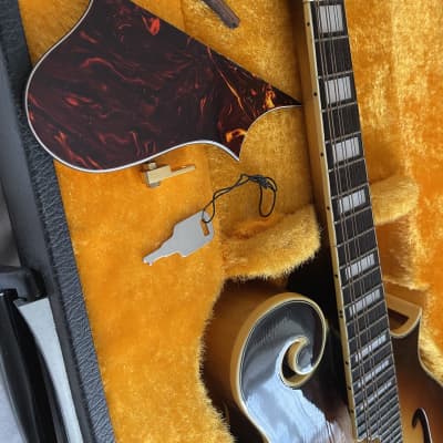 Vintage F Style Mandolin. JAPAN 1970's. ‘Bradley’ brand. K&K Pickup installed with hard case. Book matched flame maple with DOUBLE SNAKE EYES. image 8