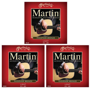 Martin M-140 80/20 Bronze Light Acoustic Strings 3-pack