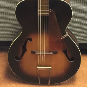 Vintage all original USA Silvertone H4 archtop acoustic F-hole guitar image 2