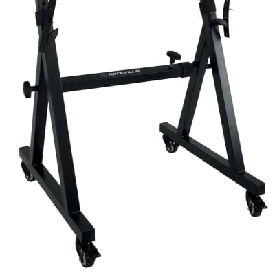Rockville Z45W Z-Style 2-Tier Keyboard Stand+Wheels Fits Novation IMPULSE 49