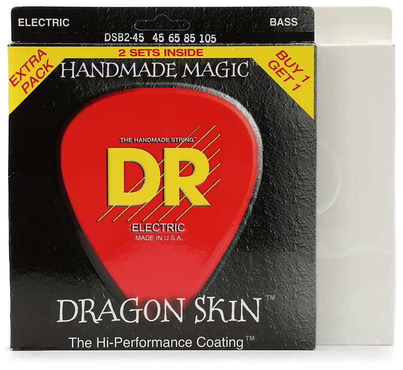 DR Strings DSB-2/45 Dragon Skin Coated Bass Guitar Strings - .045-.105 Medium (2-pack) image 1