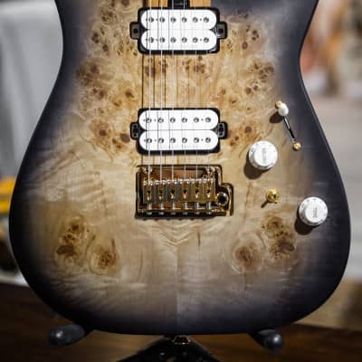 Charvel Pro-Mod DK24 HH 2PT CM Poplar Burl Electric Guitar - Caramelized Maple Fingerboard - Transparent Black Burst - Floor Model image 3