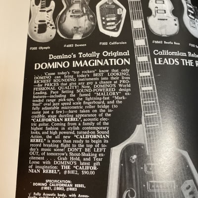 Domino  Dawson Vintage Electric Guitar #40E2 1960's  Brown Burst image 14