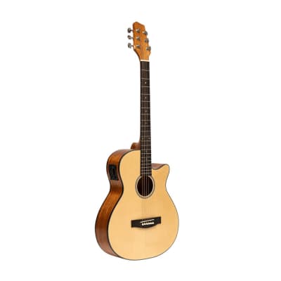 Stagg Cutaway Auditorium Acoustic Electric Guitar - Natural - SA25 ACE SPRUCE for sale