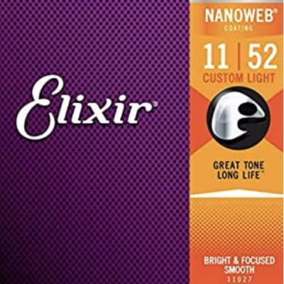 Elixir 80/20 Bronze Acoustic Guitar Strings w NANOWEB Coating, Custom Light (.011-.052) SEVEN sets image 1