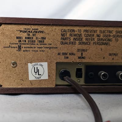 Realistic TM-102 AM/FM Stereo Tuner - 1980 - Woodgrain | Reverb