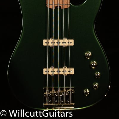 Charvel Pro-Mod San Dimas Bass JJ V Caramelized Lambo Green Metallic Bass Guitar - MC210627-9.25 lbs image 3