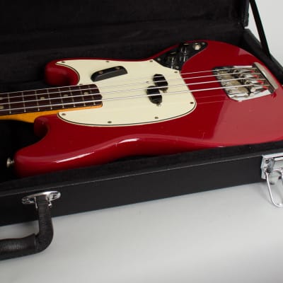 Fender  Mustang Bass Solid Body Electric Bass Guitar (1966), ser. #181321, black tolex hard shell case. image 13