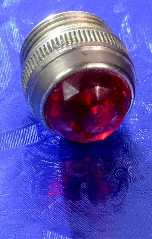 Old Cut Glass Red Pilot Light Jewel With Nickel Collar For Reverb