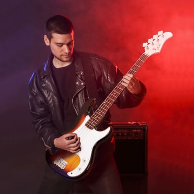 Glarry GP Electric Bass Guitar Sunset w/ 20W Amplifier image 12