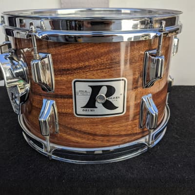 1970s Rogers 8 x 12" Koa (Dark Brown Wood Look) Wrap Tom - Looks And Sounds Great! image 1