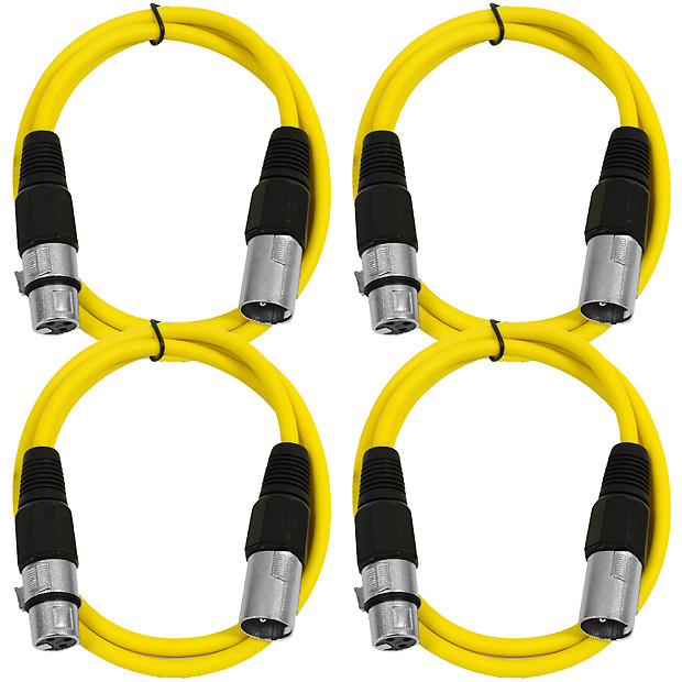 Immagine Seismic Audio SAXLX-2-4YELLOW XLR Male to XLR Female Patch Cables - 2' (4-Pack) - 1