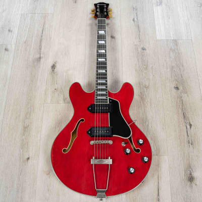 Eastman T64/v-T Hollowbody Guitar, Ebony Fretboard, Trapeze, Antique Red image 3