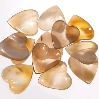 W4M Clear Horn Luxury Guitar Pick - Heart Shape - Right Hand - Dimple Thumb - Groove Index image 6