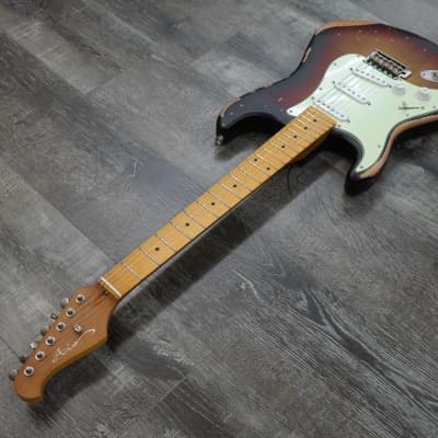 AIO S3 Left Handed Electric Guitar - Relic 3-Tone Sunburst (Maple Fingerboard) image 7