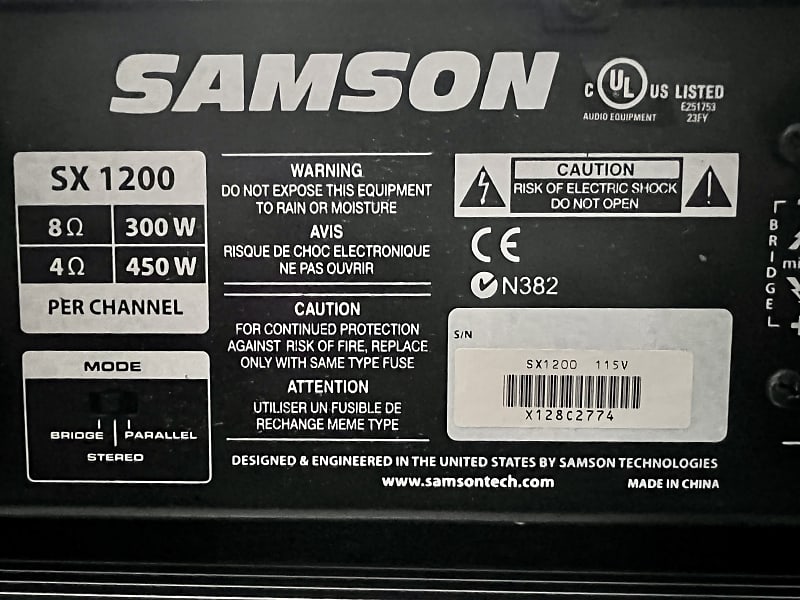 Samson SX1200 Power Amp | Reverb