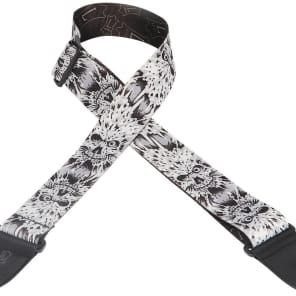 Levy's MP-16 2" Polyester Guitar/Bass Strap - Electric Skulls - Black/White image 2
