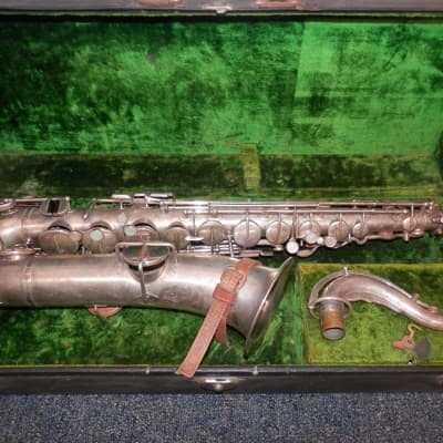 Buescher True Tone Low Pitch C Melody Tenor Saxophone silver with case vintage used AS-IS image 1