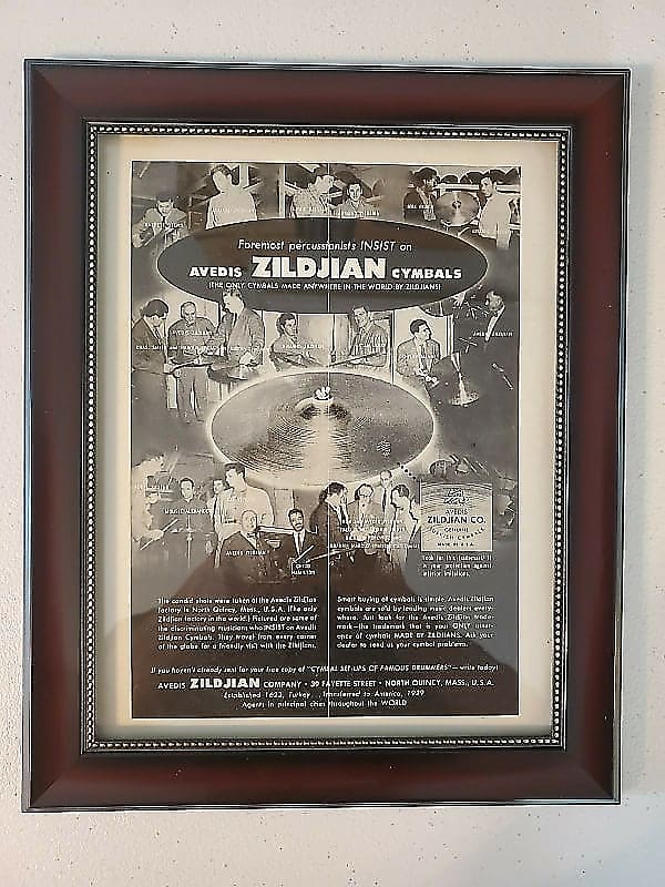 1957 Zildjian Cymbals Promotional Ad Framed Deems, Manne, Roach, Chico & Others Original image 1
