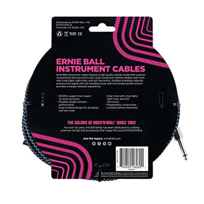 Ernie Ball 6060 Instrument Cable, 25', Braided Black/Blue image 2