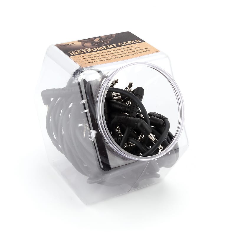 D'Addario PW-CGTP-105 Classic Series 1/4" Angled Patch Cables with Fishbowl Display - 6" (25) image 1