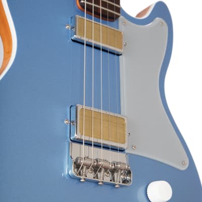 Harmony Standard Jupiter Thinline Semi-Hollow Guitar, Rosewood Fretboard, Sky Blue image 5