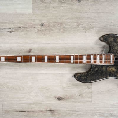 Mint Mayones Jabba Custom BB 4 Bass, Buckeye Burl Master Grade, Antique Black Satine image 6