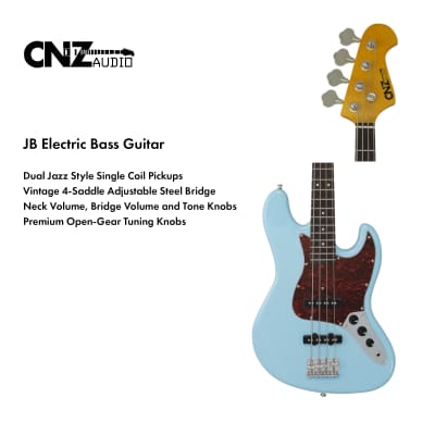 CNZ Audio JB Electric Bass Guitar - Vintage Natural Finish, Solid Alder Body & Maple Neck image 7