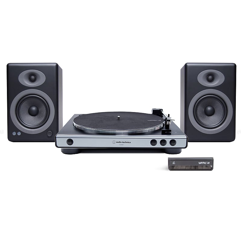 Audio-Technica: AT-LP60X / Audioengine A5+ / Turntable Package Silver Turntable / Black Speakers  			