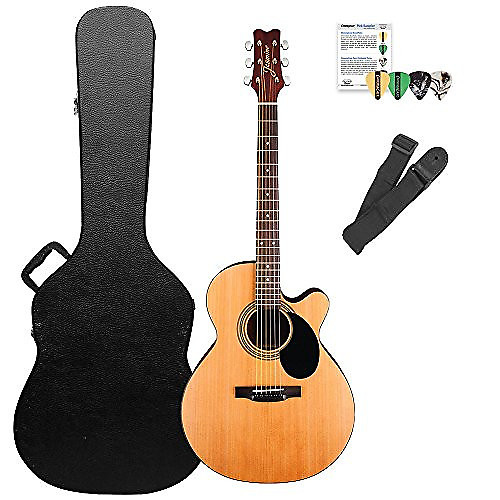 Jasmine S34C Acoustic Guitar with Chromacast Hard Shell Reverb