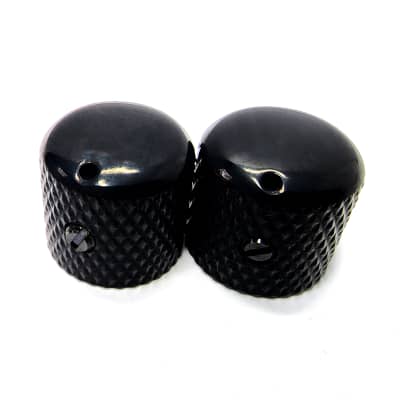Carparelli Knurled Metal Dome Knobs x 2 Black Dome Top with Indentifier Indent - Black for sale