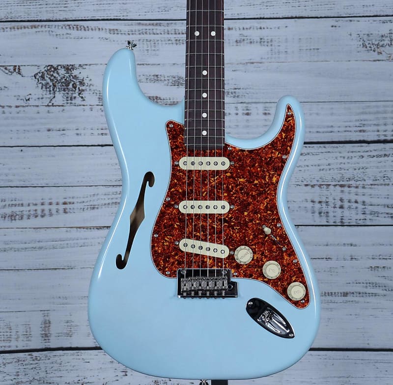 *DEMO* Fender Limited Edition AM PRO II Strat Thinline | Transparent Daphne Blue image 1