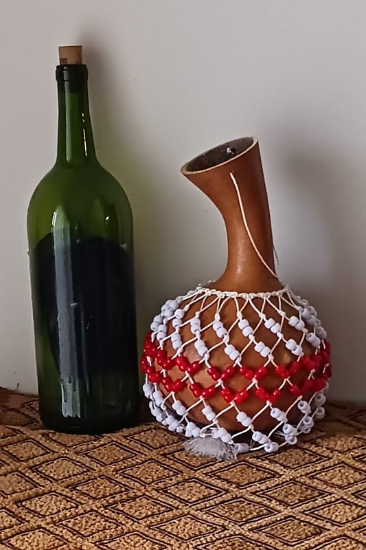 Igbo-style netted gourd rattle (ichaka/ishaka) - medium image 1