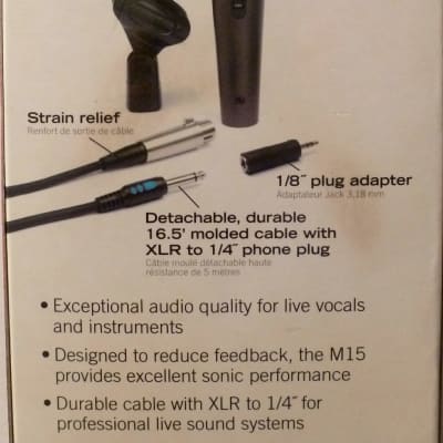 NEW Samson M15 Dynamic Handheld Hyper-Cardioid Mic Vocal/Speaking Microphone +Cable+Clip image 3