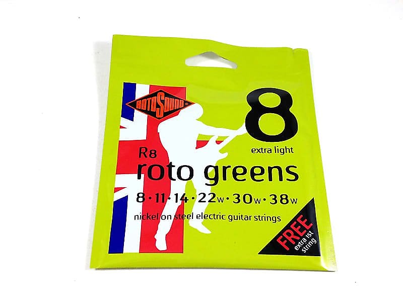 RotoSound Roto Greens Nickel Steel Electric Guitar Strings Extra Light 8-38 image 1