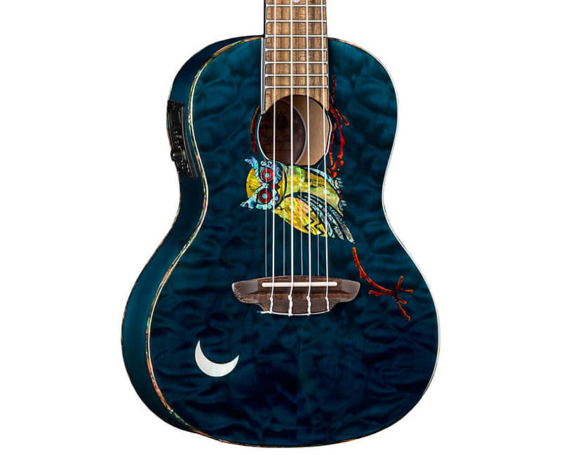 Luna Uke Owl Quilt Top Concert Ukulele w/Preamp | Reverb