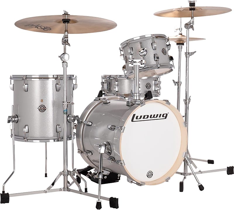 Ludwig Breakbeats 2022 By Questlove 4-piece Shell Pack with Snare Drum - Silver Sparkle image 1