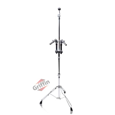 Double Tom Drum Stand - GRIFFIN Cymbal Holder Mount Arm Duel Percussion Hardware image 2