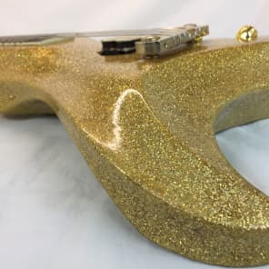 Galaxy Mara AttilaZaster Handmade Custom V  Holographic Gold Metalflake Guitar image 11