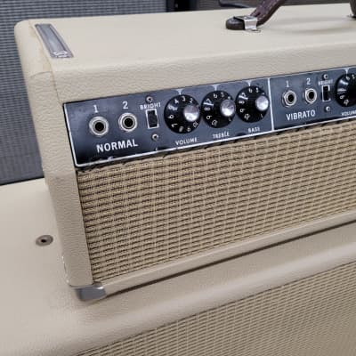 Fender Blackface Piggyback Showman with 85 watt 2 channel Head and 1x15 Cab 1967 - Blonde image 5