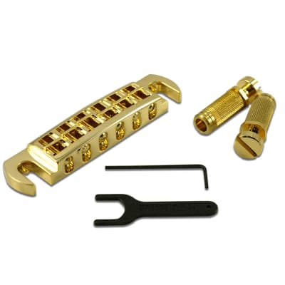 TonePros Wraparound Bridge With S1 Studs fits Gibson & USA made guitars Gold for sale