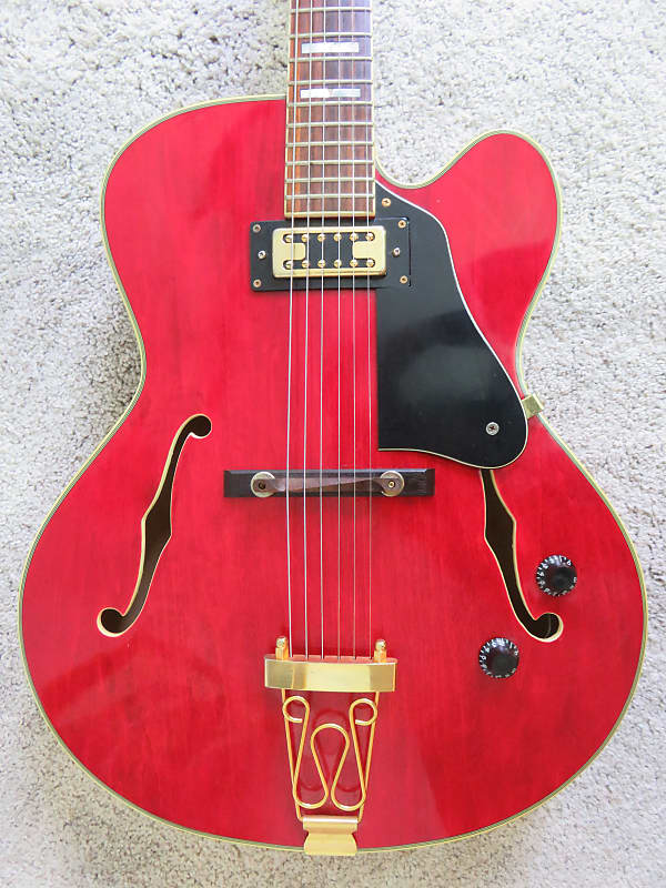 Jay Turser JT-143 Hollow Body Electric Jazz Guitar Wine Red Case